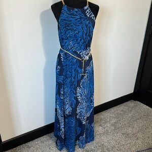 Michael Kors Sequin Embellished Blue Maxi Dress